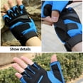 thumbnail image 6 of 1 Pair Strong Grip Adjustable Hook Loop Fasteners Fabric Training Gloves Half Finger Wrist Wraps Support Men Cycling Gloves for Gym -Blue,L, 6 of 8