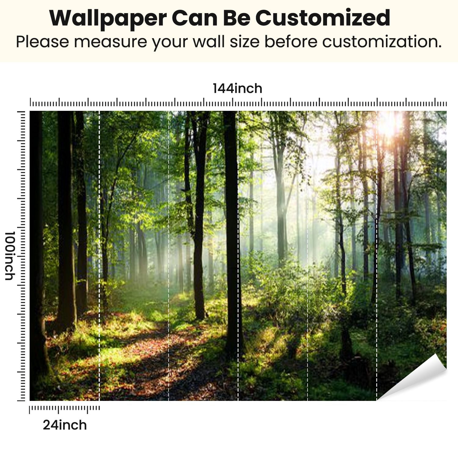 Peel and Stick Wallpaper Morning forest Modern Art Wall Mural Decor Self Adhesive and Removable 100in x 144in