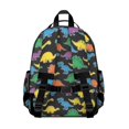 thumbnail image 3 of Colorful Dinosaurs Black Pattern Cute School Backpack Bag for School with Padded Back and Adjustable Shoulder Straps 15.25"x11.5"x5.25", 3 of 5