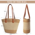 thumbnail image 6 of Pleneal Straw Bag For Women, Summer Straw Beach Handbags Large Shoulder Purses Woven Tote Bag,White Stripes, 6 of 7