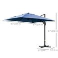 thumbnail image 3 of Outsunny 10x10ft Cantilever Umbrella with 4 Adjustable Angle and Rotation, Square Top Market Parasol with Aluminum Pole and Ribs for Backyard Patio Outdoor Area, Blue, 3 of 9