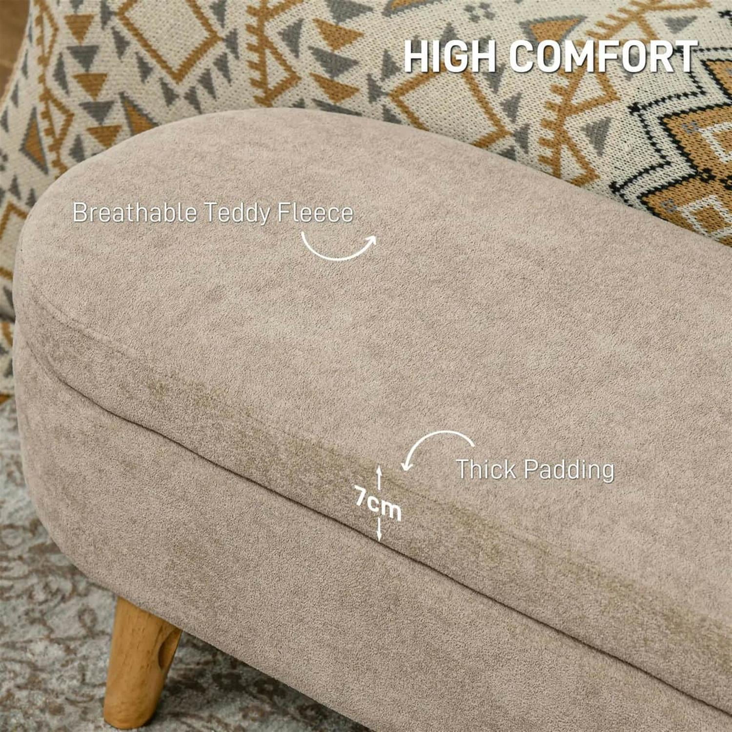 Demi Bonn 43" Upholstered Bed Bench with Wood Legs, Modern Ottoman Bench for Living Room, End of Bed Storage Footstool, Beige