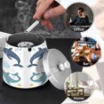thumbnail image 6 of Ashtray with Lid for Cigarette, Stainless Steel Smokeless Odorless Windproof Ashtrays, for Home Office Tabletop Outside Patio Outdoor Balcony Dolphin, 6 of 7