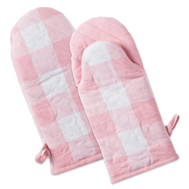 Colección de cocina NQ Buffalo Plaid juego de cocina de granja clásica guantes para horno rosa y blanco