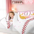 thumbnail image 3 of meiyoeat Ice Cream Baseball J Letter Full Size Bedding Sets for Kids, Waffle Candy Drip Full Size Bed in a Bag, Pink Reversible, 7 Pieces, 3 of 6