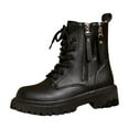 thumbnail image 2 of Wowcloth Women's Fashion Casual Ankle Boots – British Style Cozy Lined Round Toe with Lace-Up and Side Zipper, Chunky Mid Heel for Winter Outfits, 2 of 9