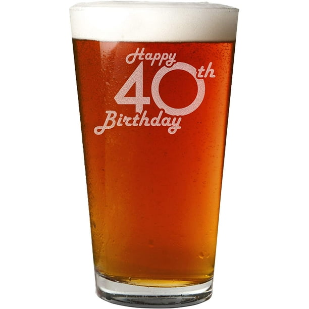 Retro Birthday Etched 16oz Pint Beer Glass 40th Birthday Gift Walmart