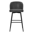 thumbnail image 3 of CHITA 30" Swivel Upholstered Counter Bar Stools Set of 2 with Back & Metal Legs, Faux Leather in Retro Gray, 3 of 7