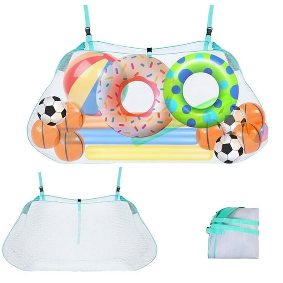 Tutuviw Pool Storage Bag with Shovel,Nylon Pool Storage Bag with Mesh Design, Foldable, Large Capacity for Pool Floats, Green