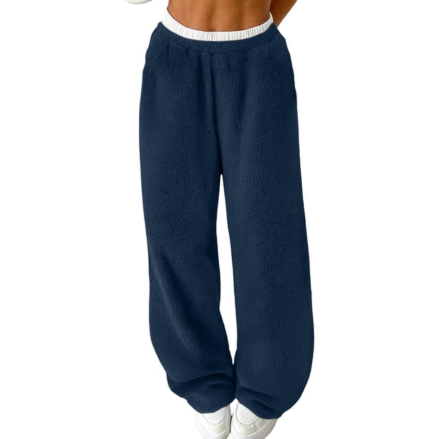 Trousers for Women Solid Color Drawstring Wide-Leg Trousers for Women for Daily Work Wear