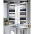 thumbnail image 5 of Grey Navy Blue Striped Sheer Curtains 54 Inch Length 2 Panels Set for Living Room/Bedroom, Farmhouse Stripes Modern Abstract Art Kitchen Curtains Grommet Curtains Window Treatments 42"x54"x2, 5 of 7