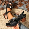 thumbnail image 2 of Sandals for Women 2025 Chunky Heel Open Toe Summer Women's Trendy Solid Color Ankle Strap Women Footwear Causal Summer Dressy Beach Shoes for Women Black 5.5, 2 of 9