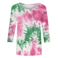 thumbnail image 5 of YUGYXL Women's Tie Dye Tshirts Casual 3/4 Length Sleeve Shirts Plus Size Tops Crew Neck Soft Lightweight Tees Ladies Tunics Comfy Clothes, 5 of 5