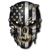 Decals by Haley Skull with Reflective Eyes American Flag Vinyl Automotive Decal, 6.5"