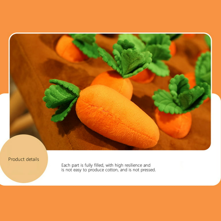Wovilon Dog Carrot Plush Toy, Dog Chew Toy, Pet Interaction Pull The Carrot Stuffed Toy, Vegetable Toy iFur 12 Squeaky Carrots Enrichment Dog Puzzle