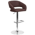 thumbnail image 2 of Flash Furniture Contemporary Brown Fabric Adjustable Height Barstool with Rounded Mid-Back and Chrome Base, 2 of 12