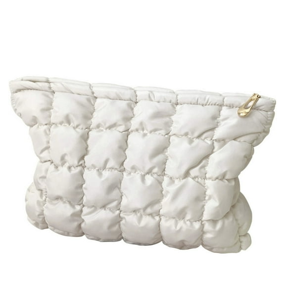Dengmore Cotton Quilted Makeup Bag Coquette Makeup Bag Large Travel Cosmetic Bag Toiletry Bags Coin Purse Portable Storage Bag for Women Girls
