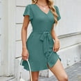 thumbnail image 3 of WILLBEST Vestidos Casuales Para Mujer Verano Vestido De Manga Corta Con Cuello En V Y Botones Y Cinturón Para Mujer, 3 of 3