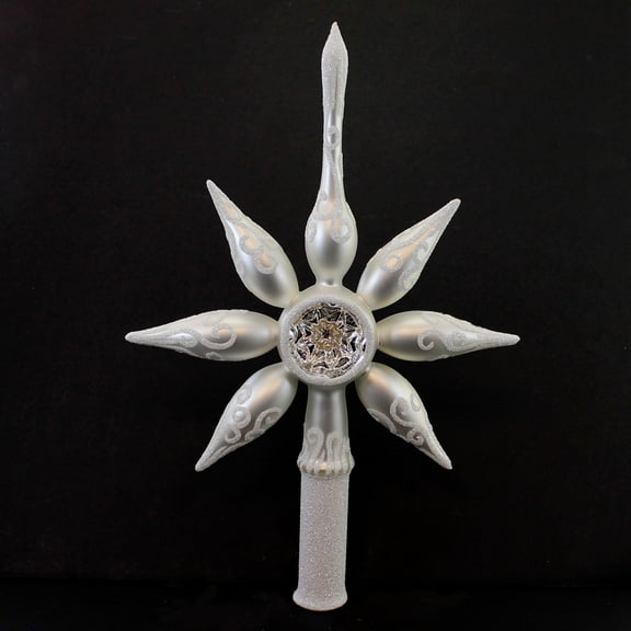 Blubom 13.25In White Swirl Reflector Star, Glass, Tree Topper Finial Christmas 2020651