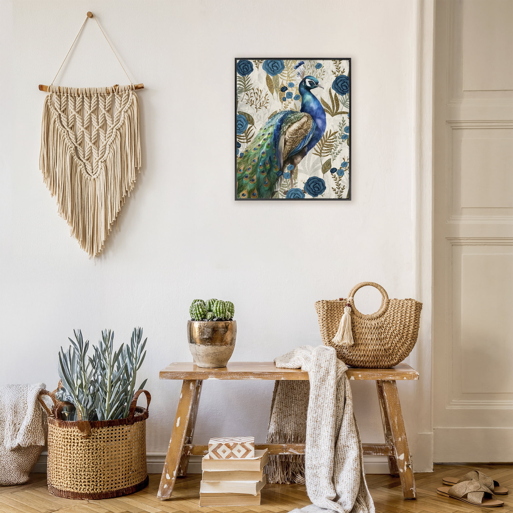 Stupell Industries Peacock Pride Botanicals Black Framed Giclee Art, design by Kim Allen