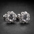 thumbnail image 4 of Men's Women's Flower Set Round 925 Sterling Silver Cluster Stud Hip Hop Earrings, 4 of 6