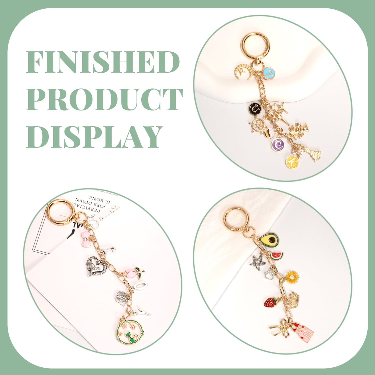 326 Pcs Charms Lip Gloss Keychain Making Kit, DIY Craft Supplies with Charms, Key Chain Hook, Jump Rings, Lobster Clasps, Extender Chains and Jewelry Plier