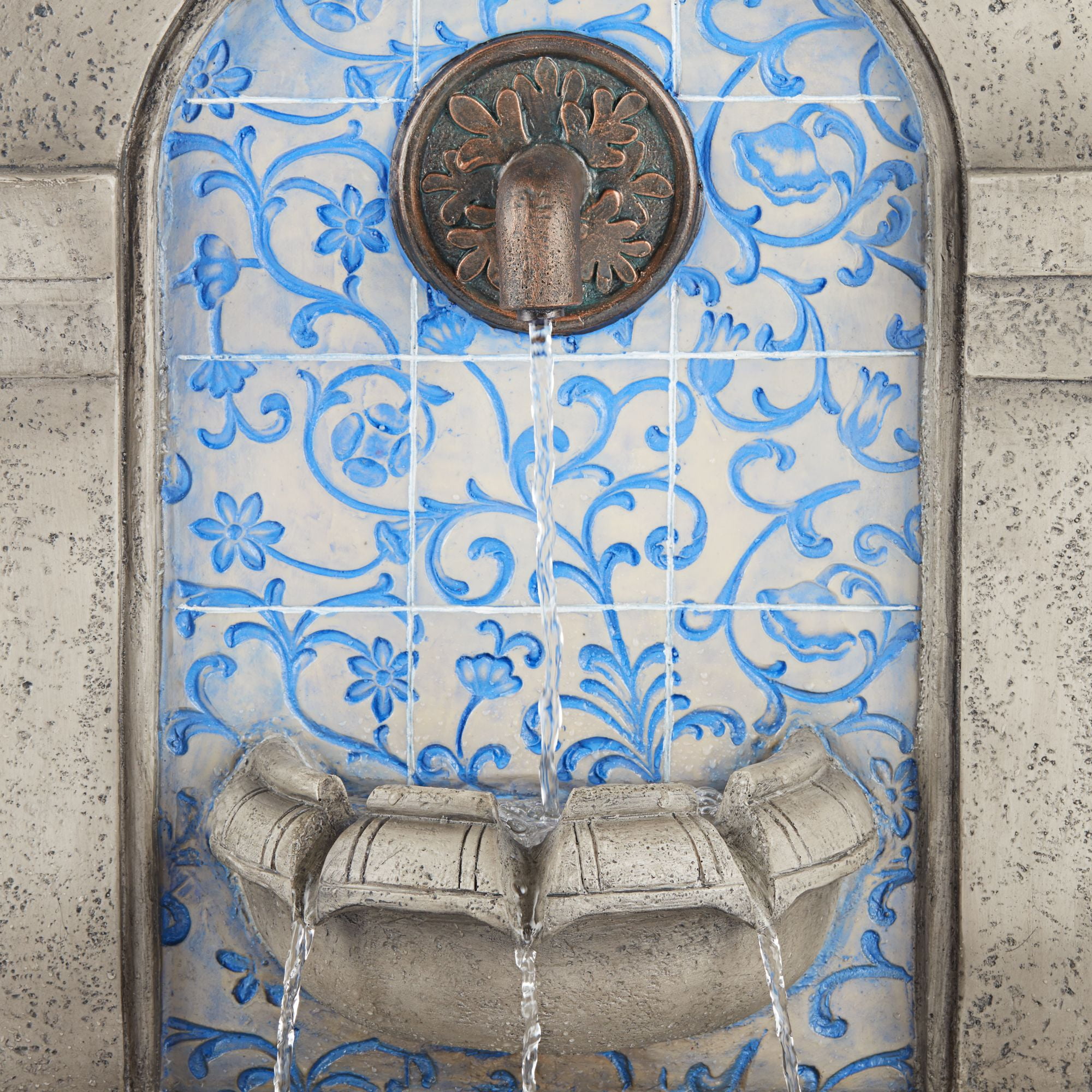 Manhasset 30 1/4" High Large Italian Outdoor Decor Blue Faux Stone Floor Fountain Waterfall Outside Garden Patio
