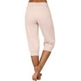 thumbnail image 3 of Langwyqu Women Drawstring Capri Yoga Pants Lounge Joggers Pants Knee-length Trousers, 3 of 5