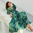 thumbnail image 5 of Douhoow Women Boho Long Dress Tropical Floral Sundress Long Sleeve Loose Beach Dresses, 5 of 9