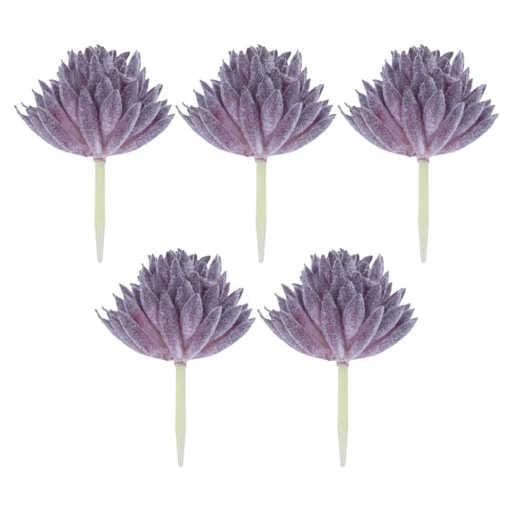 REGALWOVEN 5 Pcs Realistic Flocked Artificial Succulents - Mini Faux Pinecone Picks for DIY Terrariums Purple 7 in