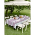 thumbnail image 4 of Outdoor Tablecloth with Umbrella Hole for Patio/Picnic/Party/Camping, Farm Fruits Waterproof Table Cloth Rectangle Table Cover Washable, Watermelon Lemons Peach Pink Grey Striped (54"x 80"), 4 of 8