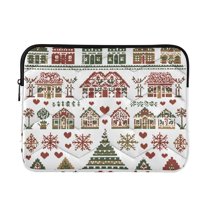 FORMRS 13-13.3 inch Laptop Sleeve Case Soft Carrying Quilted Computer Bag Cover, Green Nordic Christmas House