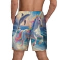 thumbnail image 2 of Haiem Dolphin Rainbow Horse Mens Swim Trunks with Compression Liner 2 in 1 Swimming Shorts Stretch Swimwear Quick Dry,Board Shorts-Large, 2 of 9