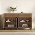 thumbnail image 6 of SICOTAS 29.1"W Mid Century Modern Sideboard Buffet Cabinet with Drawers & Fluted Doors, Small Farmhouse Credenza with Adjustable Shelves Modular Storage Cabinets for Dining Room, Living Room, Walnut, 6 of 8