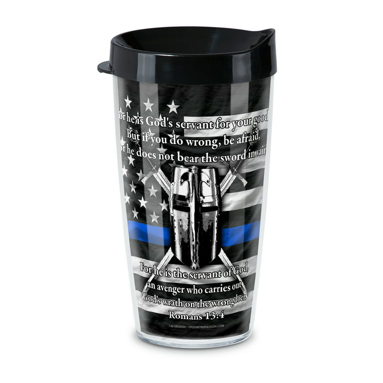 CounterArt Blue Line Insulated Plastic Travel Tumbler with Lid 16 oz.