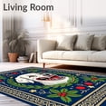 thumbnail image 2 of ODIKA 2'x3' Machine Washable Non-Slip Area Rug, Winter Canine Portrait with Festive Evergreen and Ornamental Accents High Traffic Rug with Pad, Blue, 640079, 2 of 8