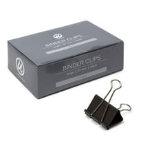 U Brands Binder Clips, Large 2" Capacity, Black and Silver Steel, 12 Count