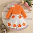 thumbnail image 4 of SYMOID Kids Girl Orange Cotton 2-Piece Outfit Set: Long Sleeve Mock Neck Top & Skirt with 3D Flowers, Fits 6-48 Months,Size 12 Months, 4 of 9