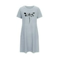thumbnail image 5 of Sakmal Blue Moomoo Nightgowns Women Short Soft Sleepwear Short Sleeve Print Nightgowns for Women, 5 of 7