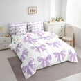 thumbnail image 3 of Manfei Purple Bow Boy Girl 7-Piece Bedding Comforter Set,Dreamy Princess King Bedding Sets,Cute Bowknot Ultra Soft Bed Sheets,Super Cozy Room Decor,Reversible, 3 of 8