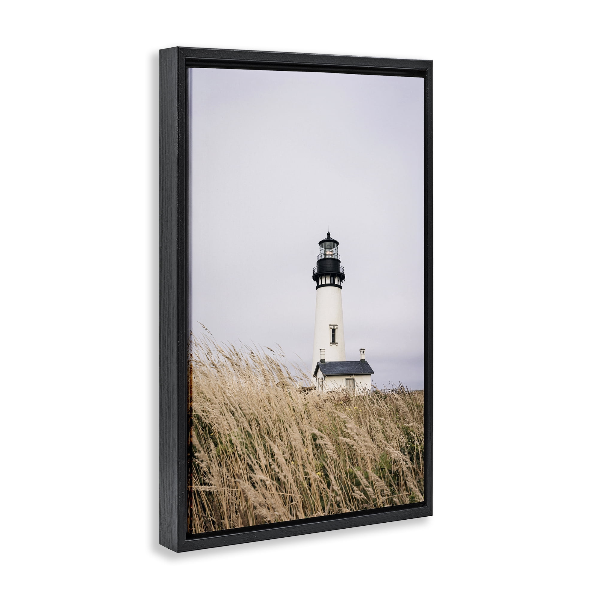 Stupell Industries Peaceful Lighthouse Scenery Landscape & Nature Photography Black Floater Framed Canvas Art Print Wall Art, 21 x 31
