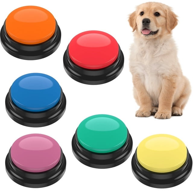 4Pcs/6Pcs Dog Talking Button Recordable Dog Communication Button Colorful Pet Training Buttons Battery Powered Pet Training Buzzer Clear Recording Dog Button Easy to Use for Dogs Pets Spe