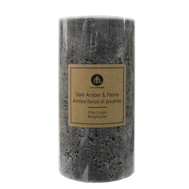 Hometrends 8" Dark Amber & Peony Scented Pillar Candle