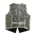 thumbnail image 4 of Kids Boys Girls Sequin Vest Sleeveless V Neckline SilverVest Sparkly Vest Hop Jazz Dance Party Waistcoat Stage Performance Wear 5-6 Years, 4 of 5