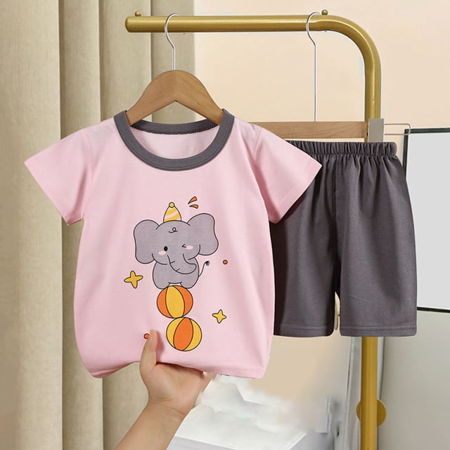 LSLJS Mode T-Shirts Décontractés à Manches Courtes pour Filles Col Rond Bouton Ensemble de Shorts Imprimés Vêtements d'Été Vêtements pour Enfants Tendance 2024