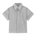 thumbnail image 4 of YOUYEDIAN Teen Girls Cotton Linen Shirts Lapel Short Sleeve Button Down Blouses Kids Summer Casual Lightweight Solid Beach Tops (Gray, 9-10 Years), 4 of 6