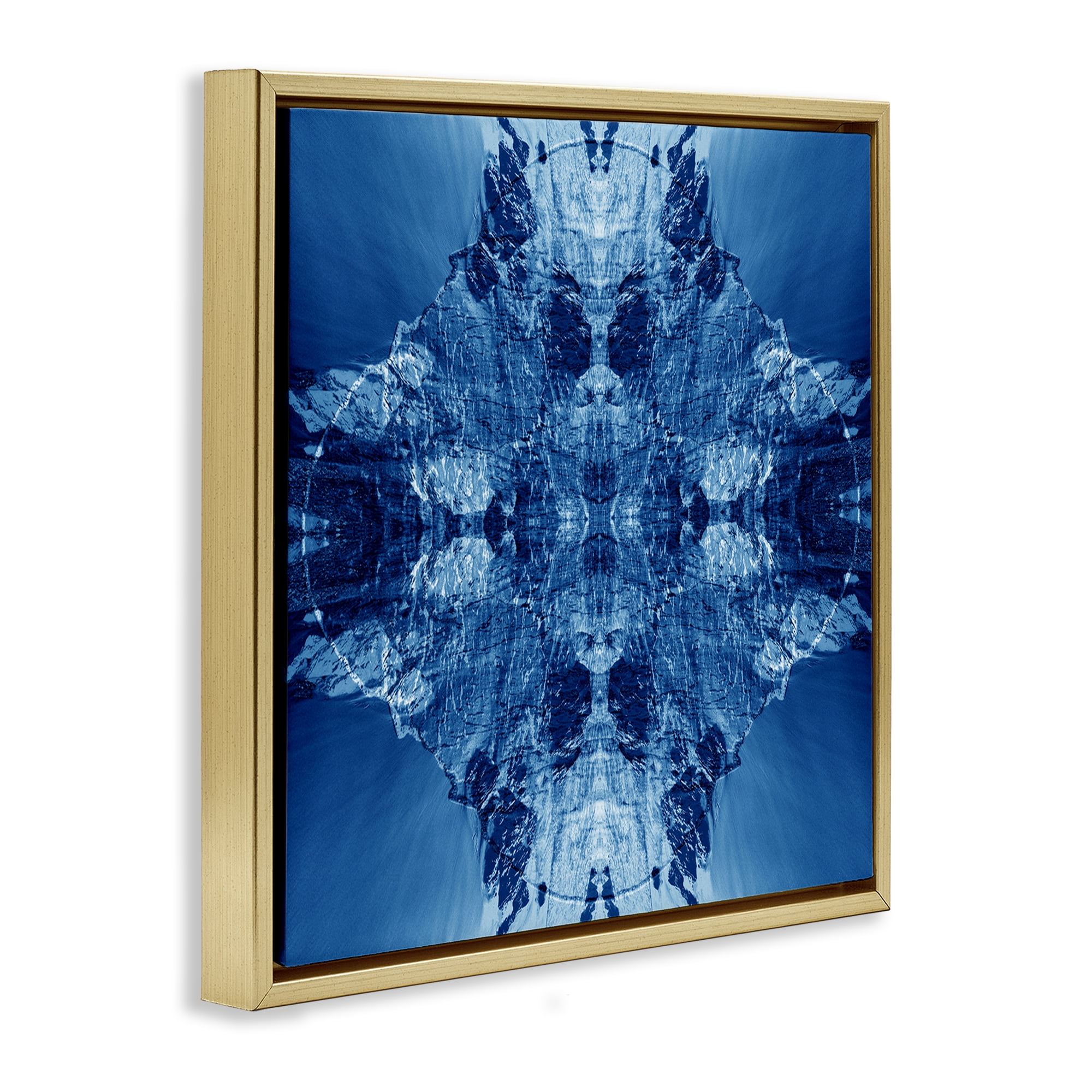 Stupell Industries Mirrored Symmetry Pattern Abstract Painting Gold Floater Framed Canvas Art Print Wall Art, 25 x 25