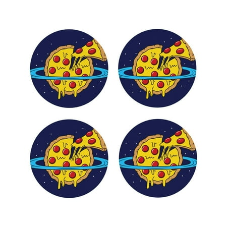 

Lukts PLANETA EN FORMA DE PIZZA Print Leather Drinks Coasters Set of 4 Suitable or Drinks Furniture Protection and Easy Clean up-Round Shape