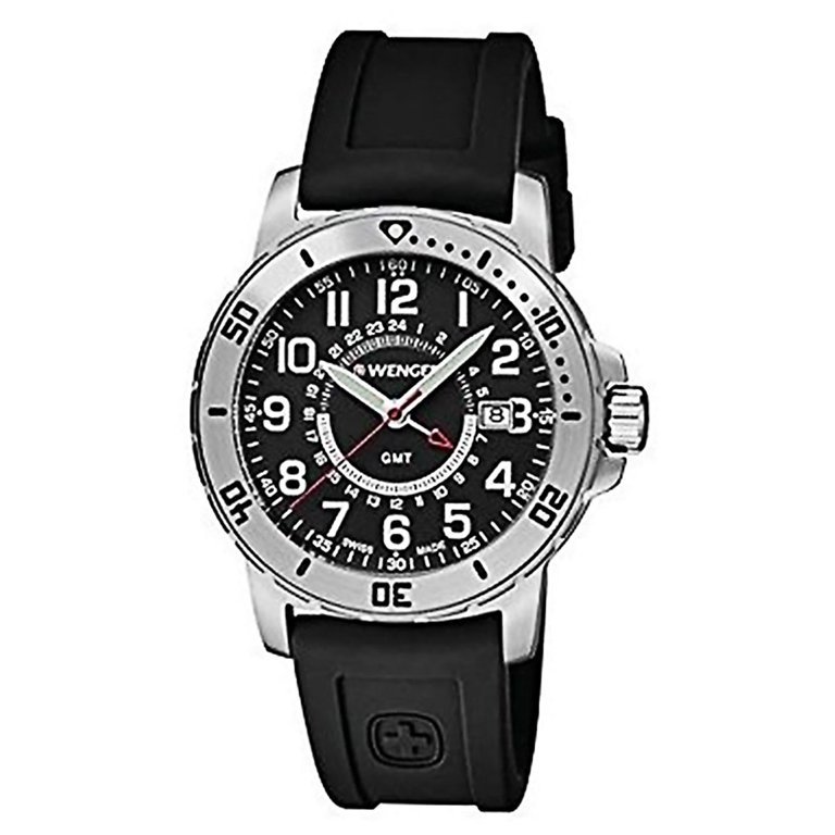 Wenger Men s 01.1342.101 Off Road GMT Black Dial Black Silicone