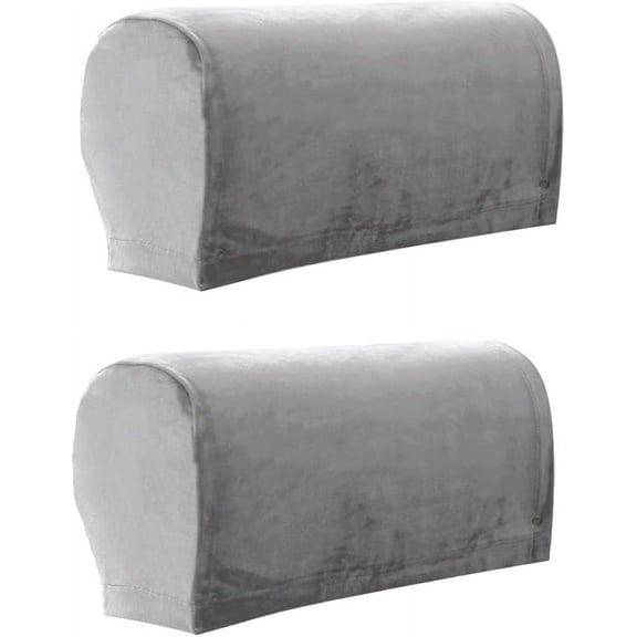 GYTY LINGXIYA Velvet Stretch Armrest Covers for Chairs and Sofas,Spandex Couch Arm Covers,Furniture Protector Armchair Slipcovers for Recliner,Washable,Set of 2 (Sand)